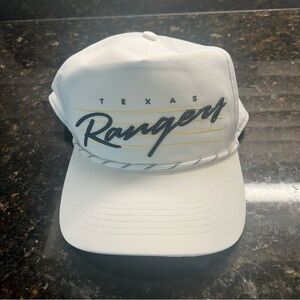 Texas Rangers MLB '47 Brand Hat White Script Hitch Rope Adjustable Snapback NWOT
